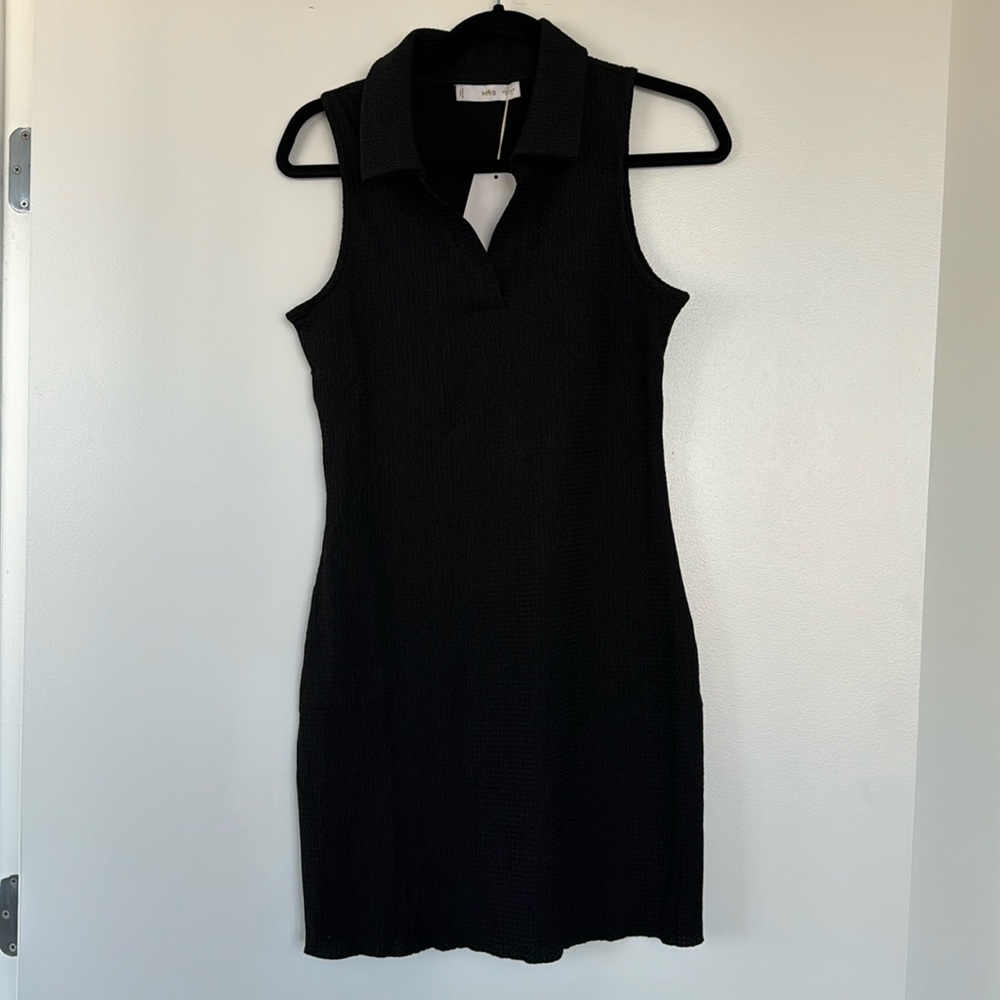 Mango collared textured mini dress
